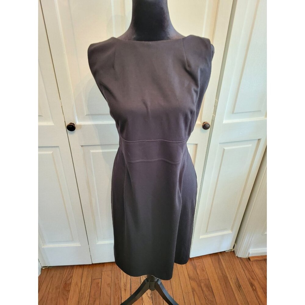 Black Sleeveless Ponte Knit Sheath Dress K 16P Minimalist Party